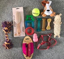 Puppy starter Kit: Lead, Collar, Harness, Chews, Dog Toys, Kong, Brush
