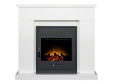 Adam Lomond Fireplace Suite Pure White + Oslo Electric Fire Black, 39"
