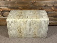 New Rectangular Ottoman Footstool Pouf Stool Designer Faux Gator Leather Seat