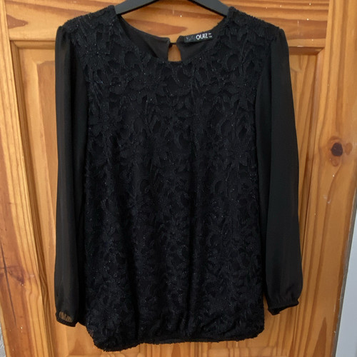 Quiz black lace sheer floral - black,