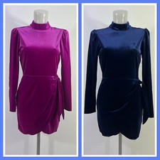 Ladies new Ex River Island  Velvet  Dress Two Colours  Size 6 8 10 12 14 16 18