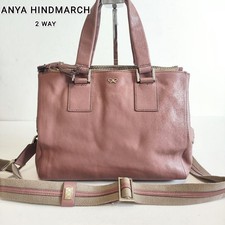 ANYA HINDMARCH 2WAY Leather Handbag Shoulder Bag Ebury Pink from Japan used 9F