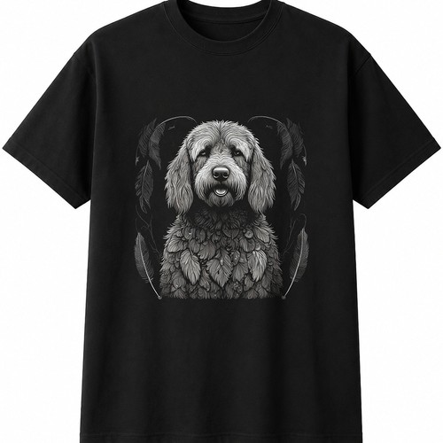 Greyscale labradoodle with - labradoodle,