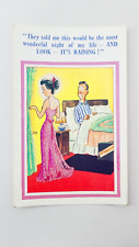 1955 Humorous Sunshine Comic Postcard Just Married Newlyweds Honeymoon Rain Joke
