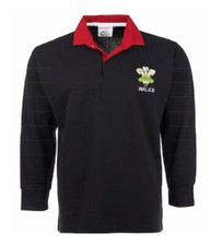 Wales Rugby Shirt BLACK Retro Classic Traditional Welsh Top All Sizes S - 5XL