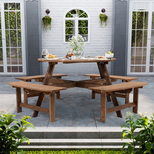 Wooden pub bench round - wooden,
