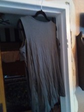 ladies grey peep shoulder v top long sleeve new no tags sz 40/42 medium 14/16