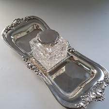 Antique Silver Ink Well And