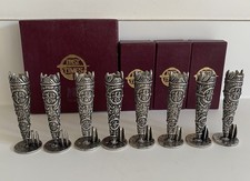 Past Times 8 Vintage Pewter Decorative Place Card Holder & Posy Vase Boxed