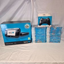 Nintendo Wii U Deluxe 32GB Black Handheld Bundle + Official Controller + Games