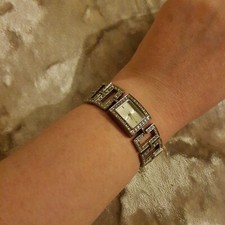 M&S ladies silver tone  watch 7" approx. Square face. Good condition 