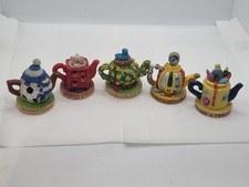 Set Of 5 Tetley Tea Collectable Teapots