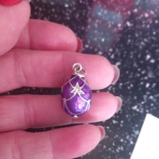 Silver Enamel Signed 'Faberge' Egg Pendant Vintage 1980s Hallmarked Replica