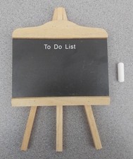 Miniature To Do List Chalkboard Blackboard White Chalk Easel Wooden Frame 9x6"