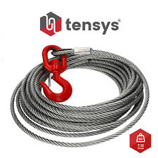 Winch Wire Rope, Recovery Winch Cable, 10mm x 20m, Red Swivel with Safety Catch 