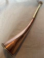 Antique Copper & Brass English Hunting Horn 10" long 2.25” Bell Diameter