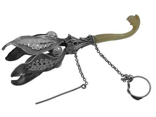 Antique silver posy holder - silver,