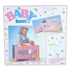Rare Vintage Baby Born Doll Cot & Bag Boxed 