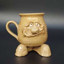 Genuine "Happy" Pretty Ugly Pottery Mug W/Feet