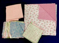 Mixed Lot Precut Cotton Patchwork Fabric +longer Lengths Pink Blue Green #VH