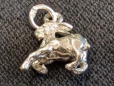 Vintage Sterling Silver Billy Goat Pendant/Bracelet Charm w/ Engraved Detailing