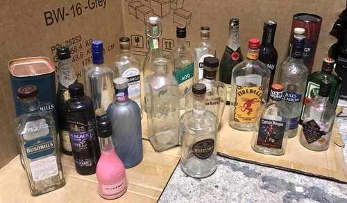 Empty alcohol bottles upcycle - alcohol,