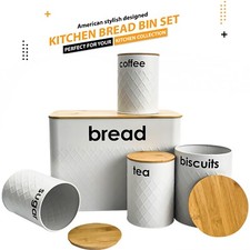 5pc White Bread Bin Canister