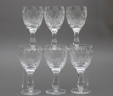Tutbury Set of 6 Vintage Cut Crystal Wine Glasses 5 1/2 Inch