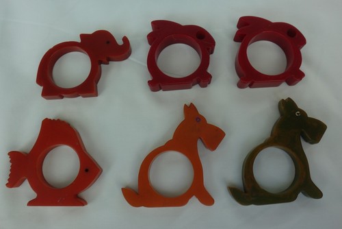Bakelite napkin rings 6 - rings, x
