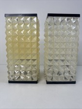 Mid Century Plastic Diamond Cut Lamp Shades - Retro