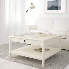 IKEA LIATORP Coffee Table with Tempered Glass and Display Drawer 93cm x 93cm