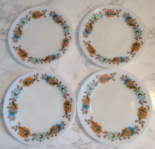 4 x JAJ PYREX TEMPO CARNABY WHITE FLORAL SIDE DESSERT TEA PLATES 6.5" / 17cm
