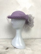 Vintage 1980’s Pill Box Hat Purple Feathers Wedding Special Occasion Races