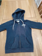 Jack Wills Hoodie Womens size 10 Navy Blue Hooded sweatshirt Full Zip up Sweater