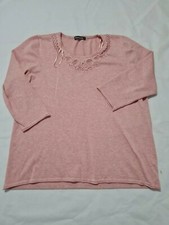 Ladies Jumper Bonmarche Size L 3/4 Sleeve Pink 4278