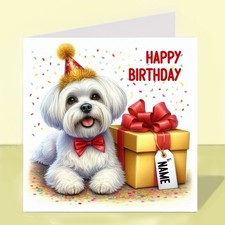 Personalised Maltese Dog Birthday Card