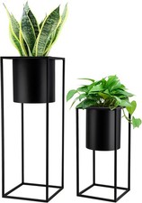 Set of 2 Black Metal Planters
