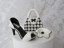 Edible Handmade Shoe, Handbag, Flower Fondant Cake Topper Sugar Decoration Set