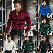 Trendy Mens Satin Silk Button