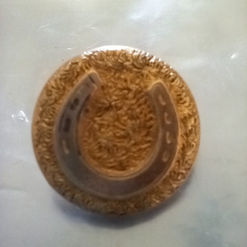Wests patent gold tone horse - patent,