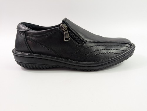 Loretta black leather - leather, slip