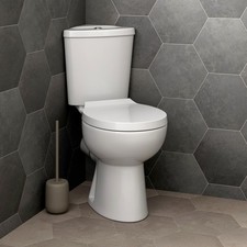 Bathroom Close Coupled Corner Toilet Space Saving WC Pan Soft Close Seat Cistern