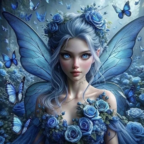 Blue floral flower - floral,
