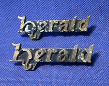 TRIUMPH HERALD - VINTAGE METAL CAR BADGES / EMBLEMS - 78 X 25 MM.