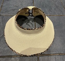 New Straw Hat With A Bow, Foldable, Leopard Pattern