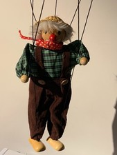 Vintage Wooden Clown Puppet On