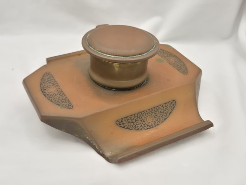 Art deco brass inkwell - deco,