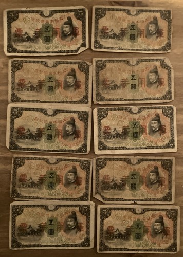 Lot japan banknotes 5 - lot, x