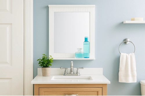 Maine white bathroom - maine, mirror