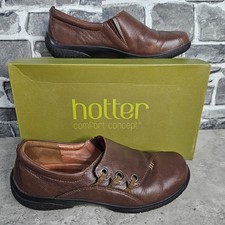 Hotter Shout Shoes UK Size 6 EXF Slip On Womens Brown Comfort Concept With Box